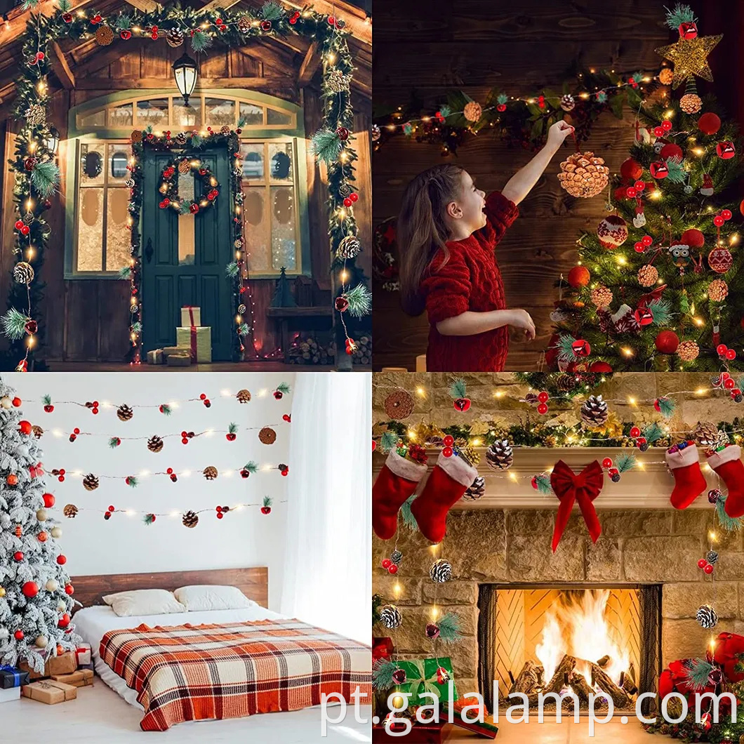 Luzes de fadas lideradas por pinho encantadoras para decoração de férias